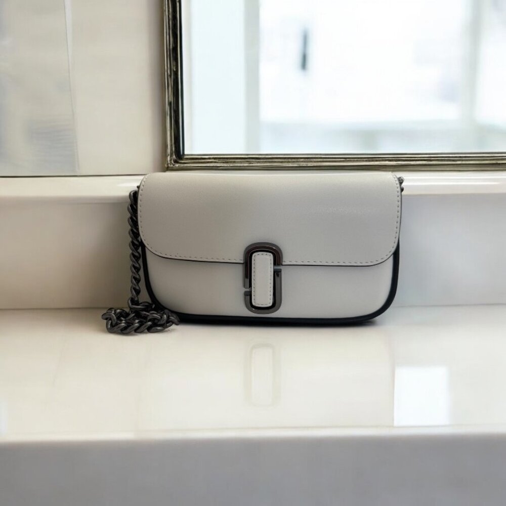 Marc Jacobs Lambskin J Marc Mini Shoulder Bag White Black